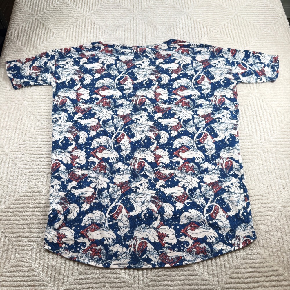 LuLaRoe Irma Tunic Top Womens XL Blue Floral Short Sleeve JC004 Modest Casual - Picture 7 of 12